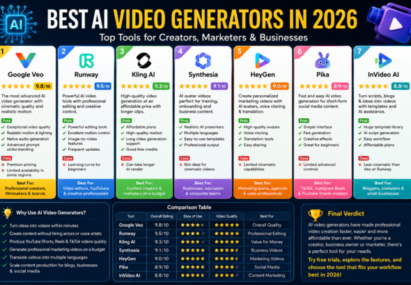 7 Best AI Video Generators in 2026 (Tested & Rated) – Complete Guide