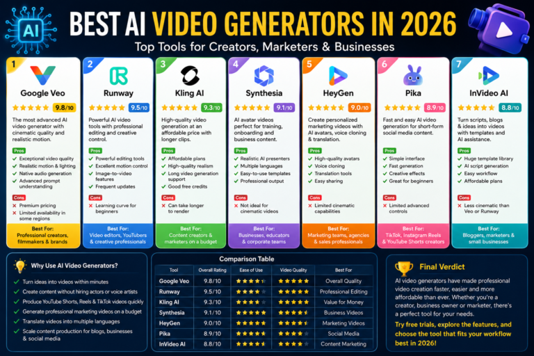 7 Best AI Video Generators in 2026 (Tested & Rated) – Complete Guide